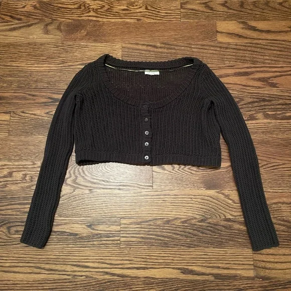 La Hearts Sweaters Pacsun Brown Knit Cropped Cardigan Poshmark